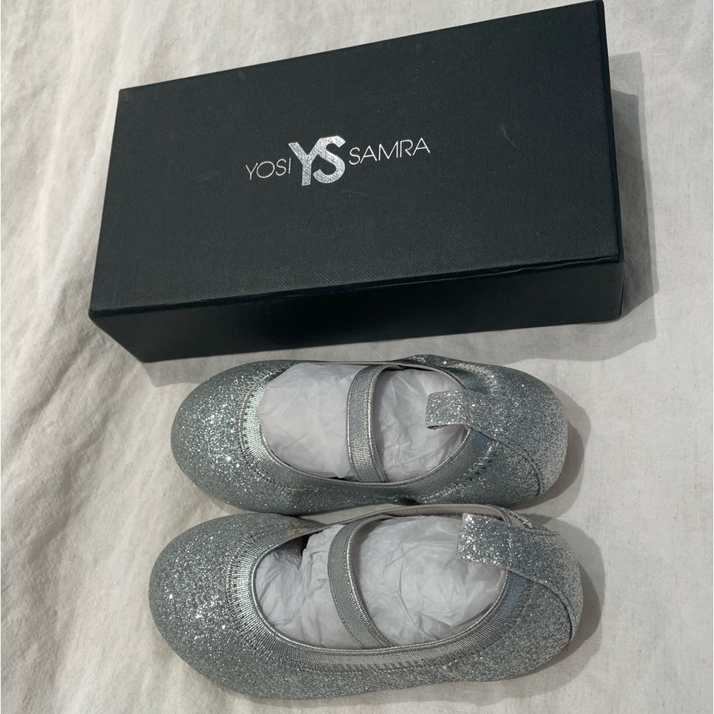 Sliver glitter ballet shoes- absolutely adorable. Sized at 7, but runs small.